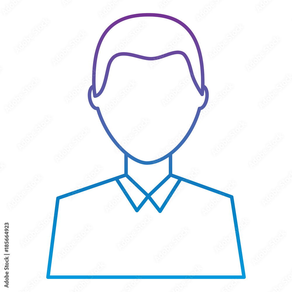 man avatar character male face portrait cartoon vector illustration outline color image