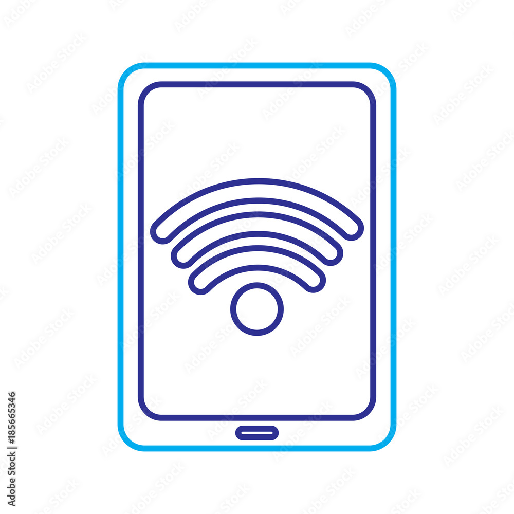 tablet computer wifi internet connection signal vector illustration blue purple line image