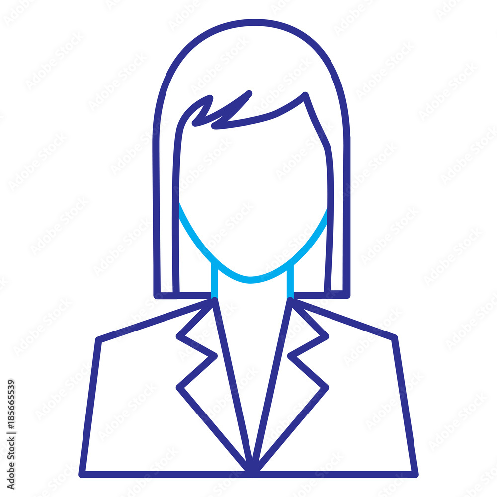 female avatar portrait character woman vector illustration blue purple line image