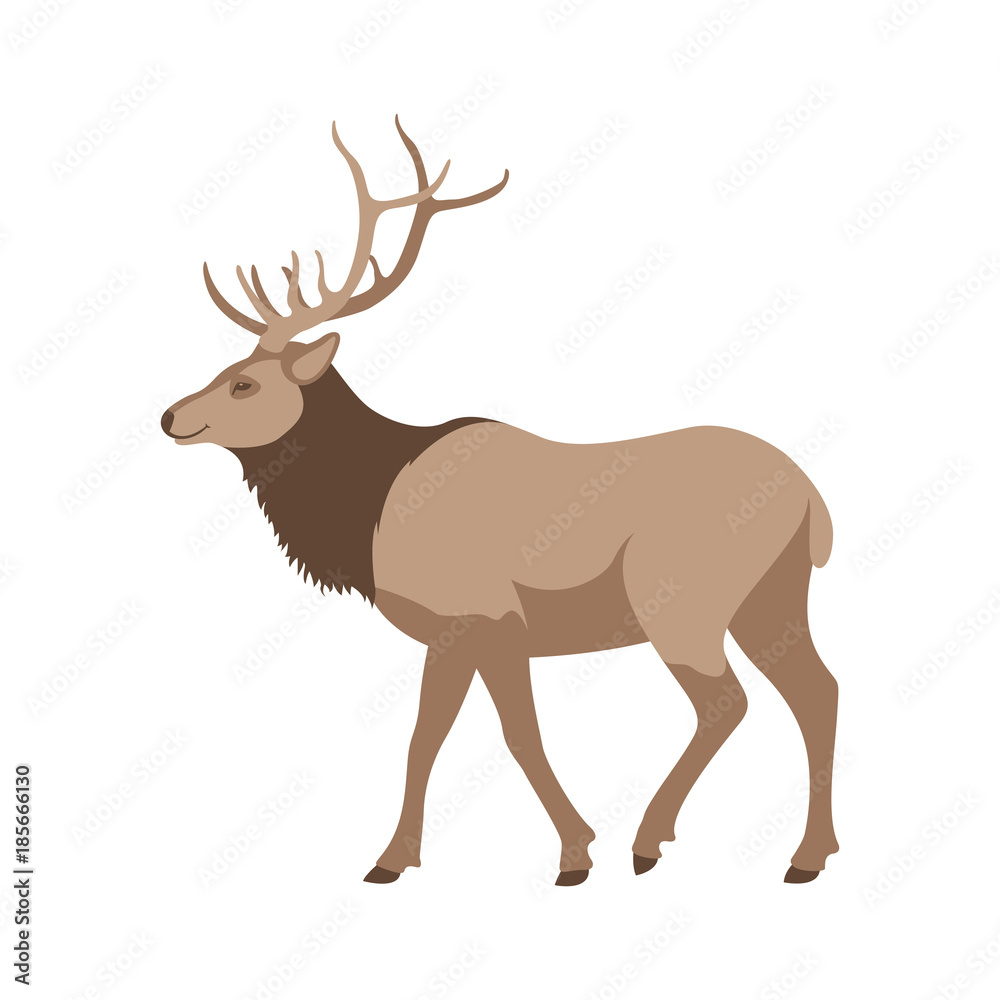 Naklejka premium big deer vector illustration flat style profile