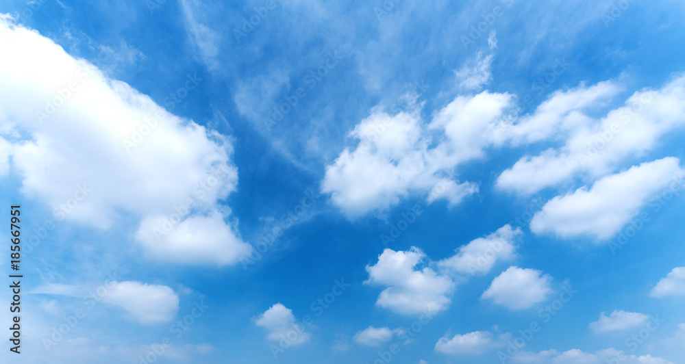 Fototapeta premium Blue sky and cloud scape. wide angle shot.