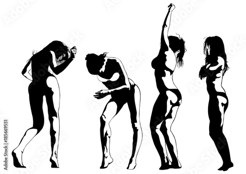 Girls in a bikini dance at disco party