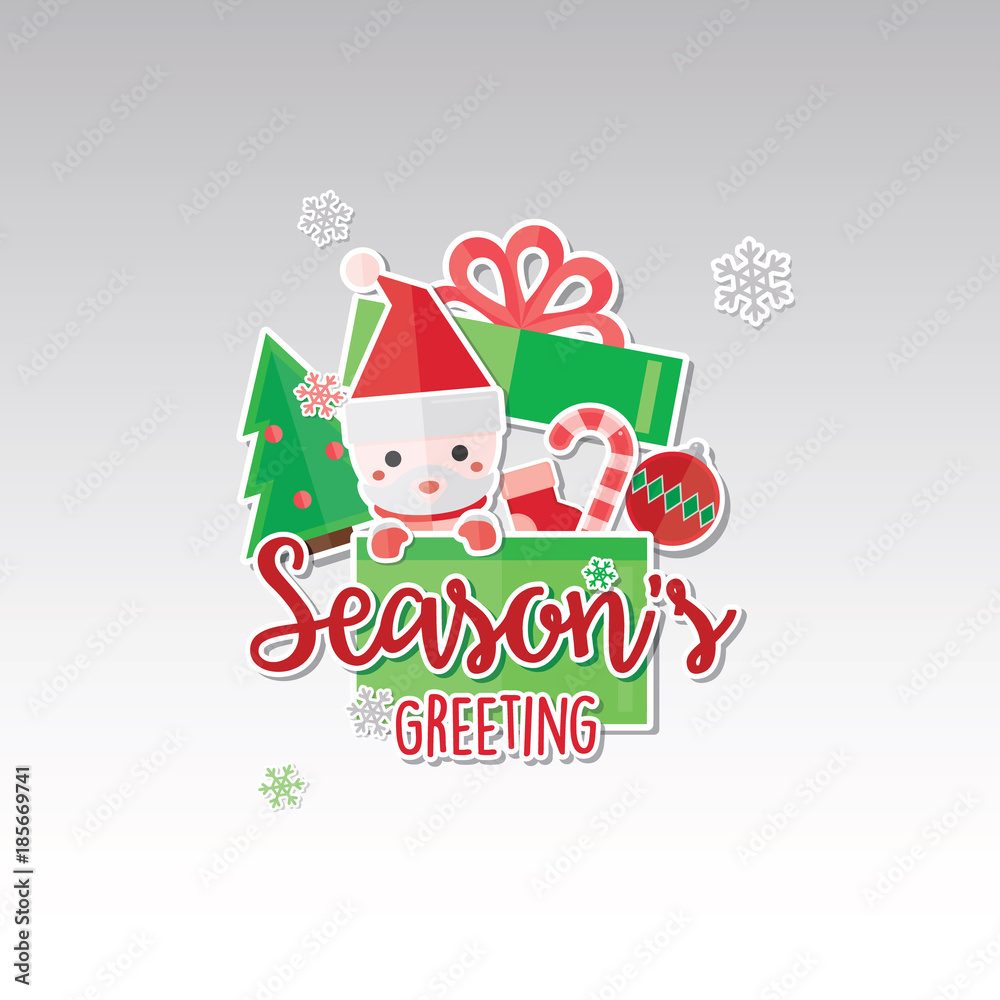 Merry Christmas Card Design.Greeting Christmas card template. Vector illustration EPS10