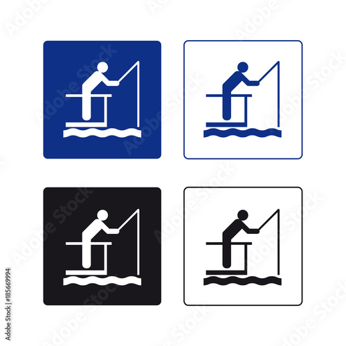 Fishing fish sign set