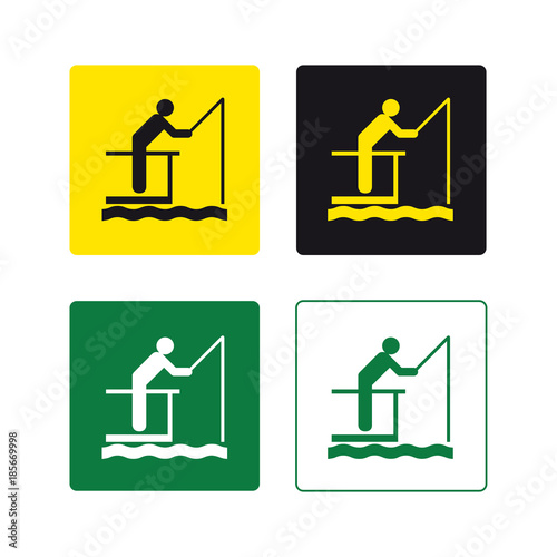 Fishing fish sign set