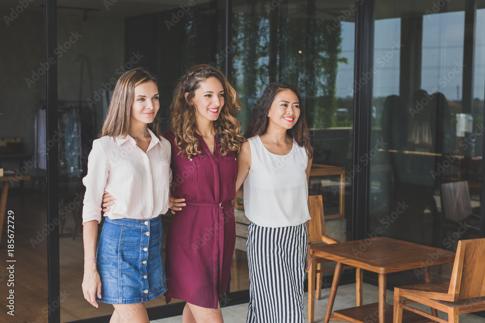 custom made wallpaper toronto digitalgroup of three best friend smiling while walking together