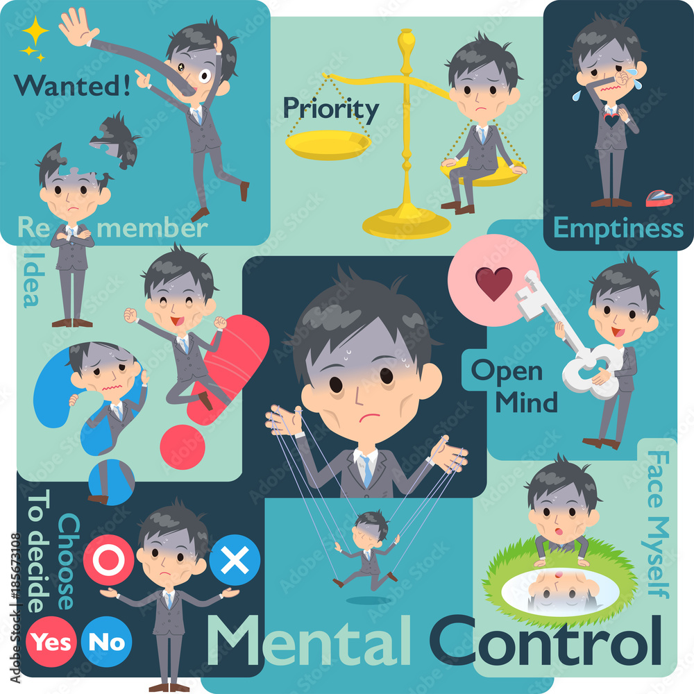 Gray Suit Businessman Bad condition_Mental & volition Gray Suit Businessman Bad condition_Mental & volition