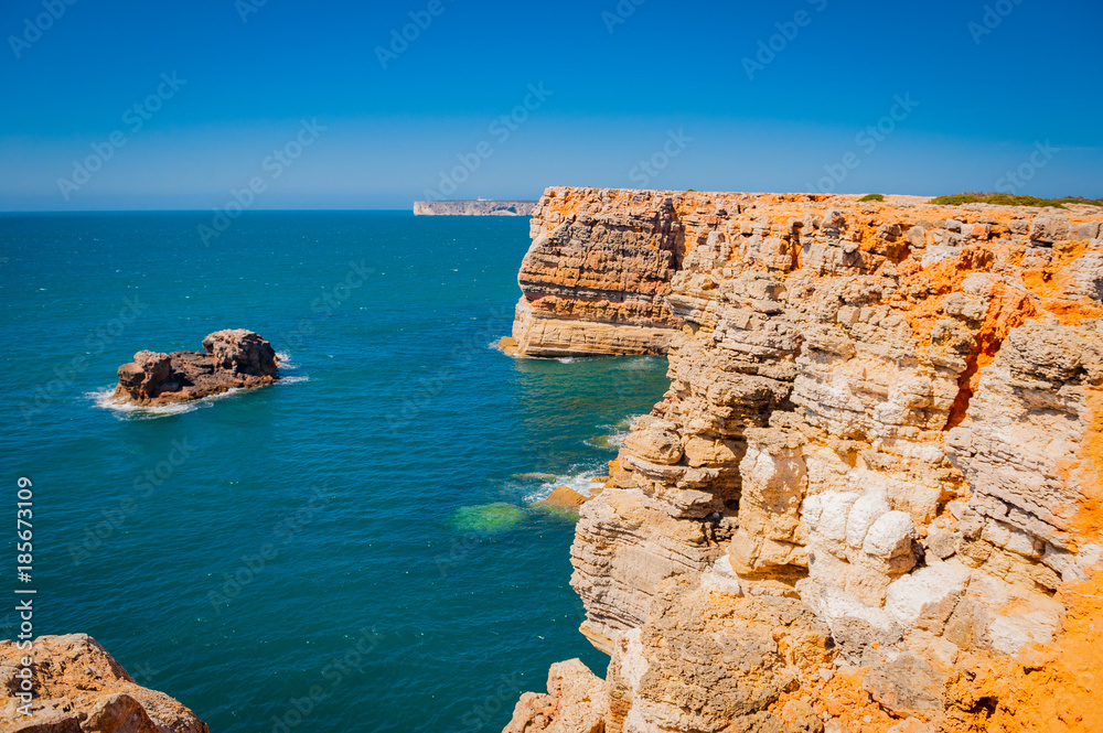 Portugal, Cabo de Sao Vicente, the Most South Westerly point of Europe, cliffs and ocean