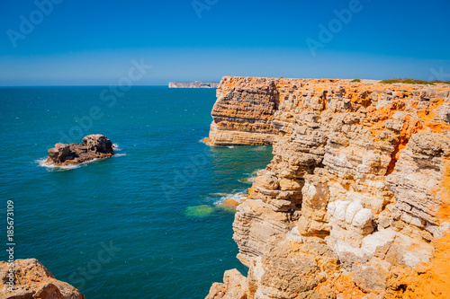 Obraz na płótnie Portugal, Cabo de Sao Vicente, the Most South Westerly point of Europe, cliffs and ocean w salonie