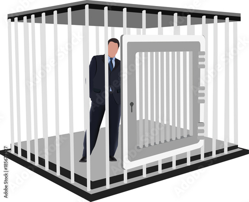 gabbia di ferro con dentro persona 