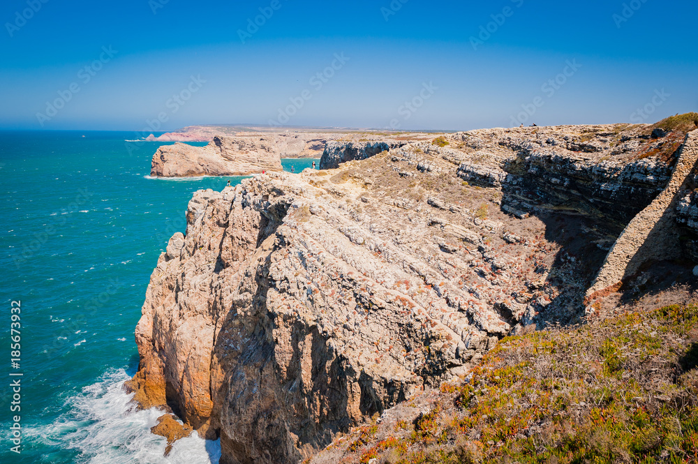 Portugal, Cabo de Sao Vicente, the Most South Westerly point of Europe, cliffs and ocean