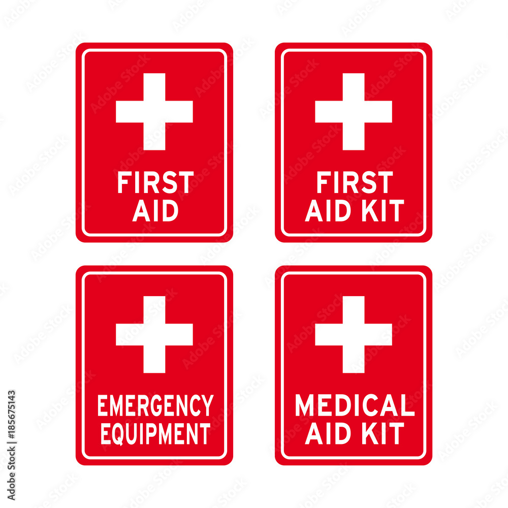 Fototapeta premium First aid kit sign set