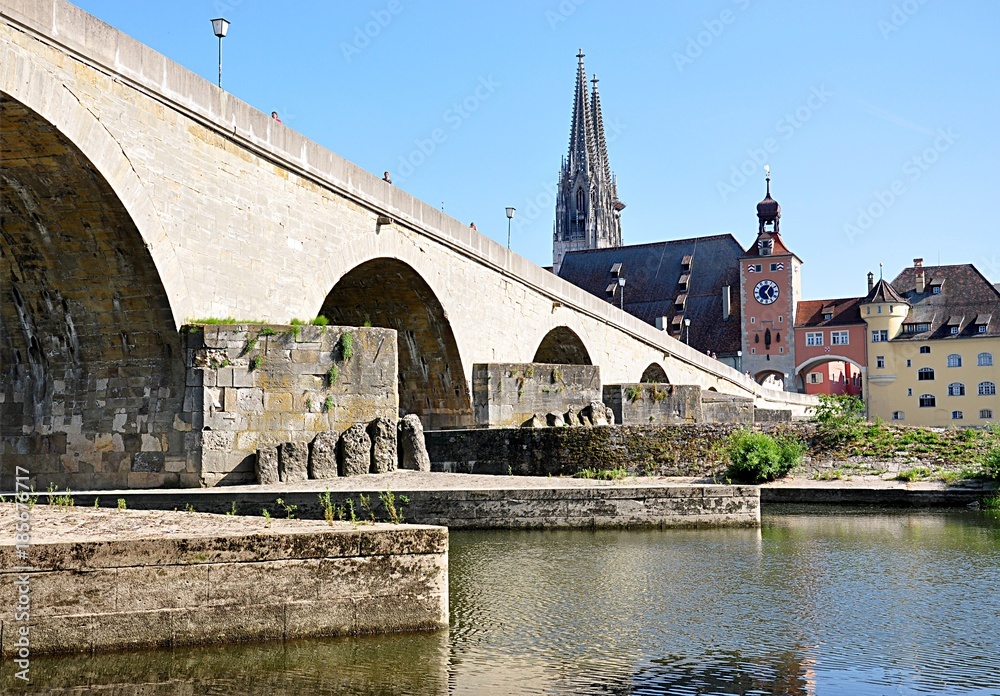 bridge and old city Regensburg, Germany, Europe
