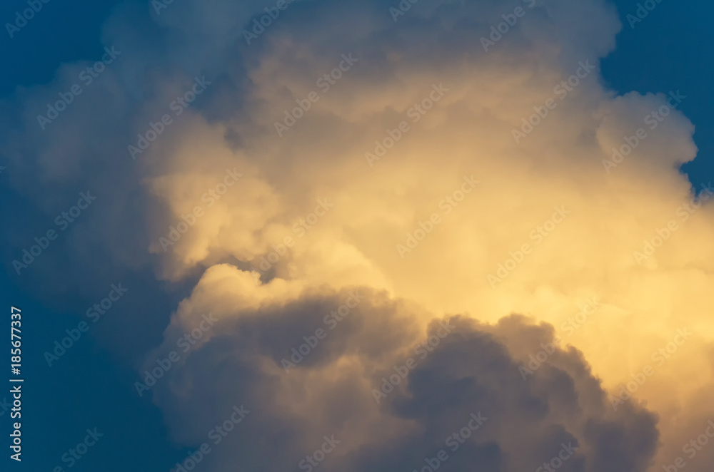 close up beautiful sunset blue sky with cloud for nature background