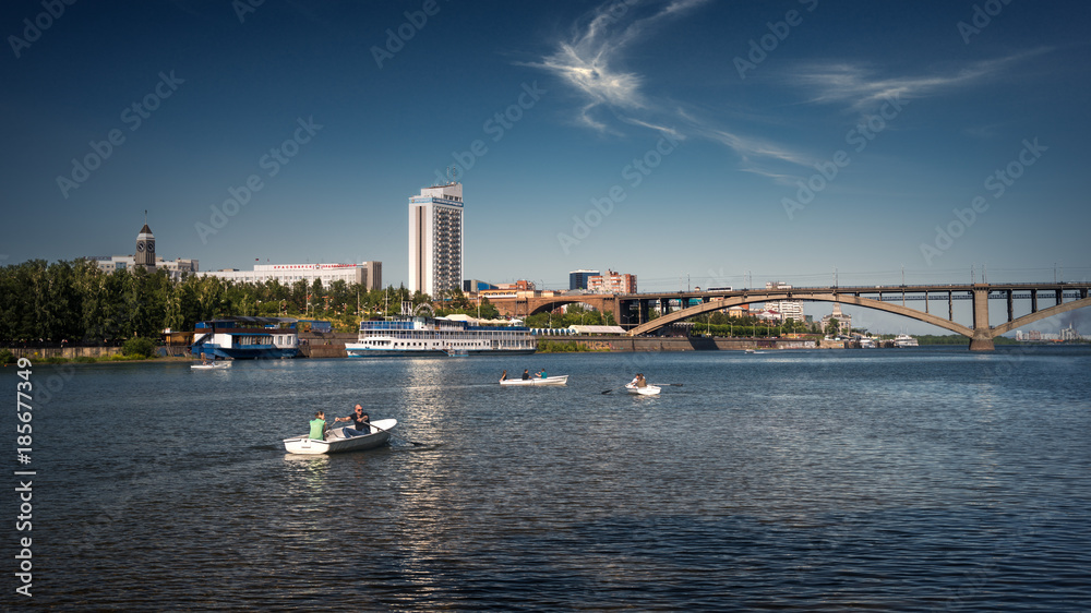 View of the city Krasnoyarsk from the river
