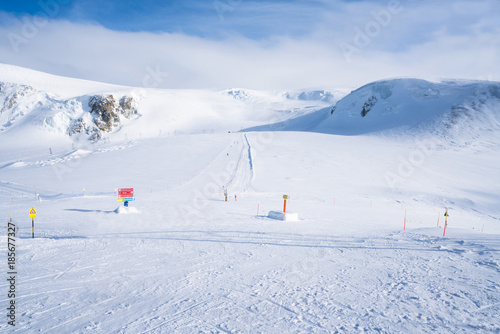 View of Italian Alps in the winter in Cervinio ski resort, Italy