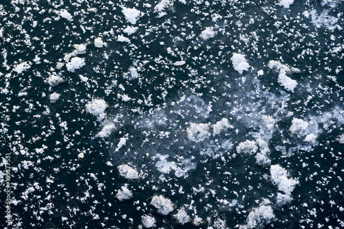 Blick von oben auf eine gefrorene Eisfläche
