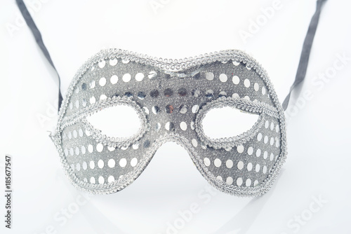 silver carnival mask isolated on white