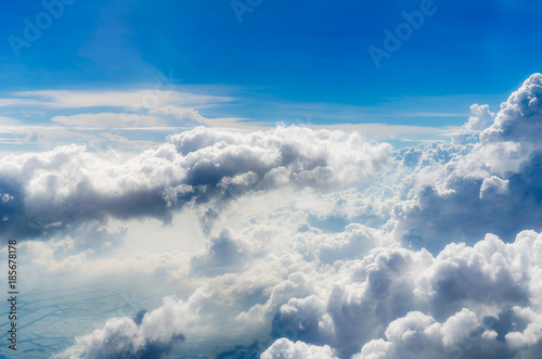 Фотография beautiful blue sky and cloud with sunlight ,like in heaven or paradise, view fro