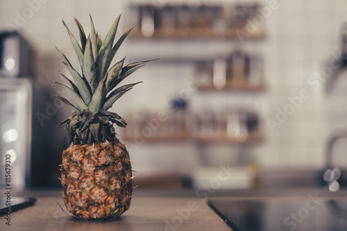 Fresh pineapple on a kitchen