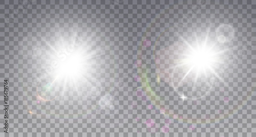 Two white sun with lens flare
