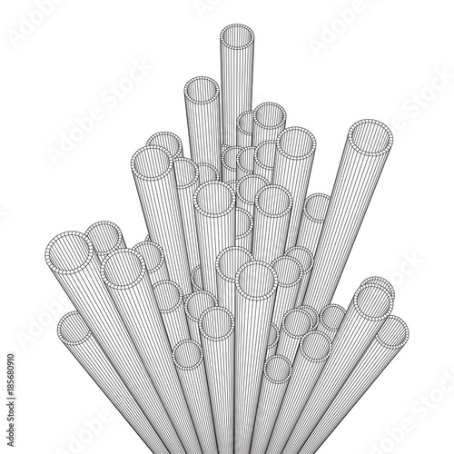 Wireframe low poly mesh construction metallurgy round tubes profile vector illustration