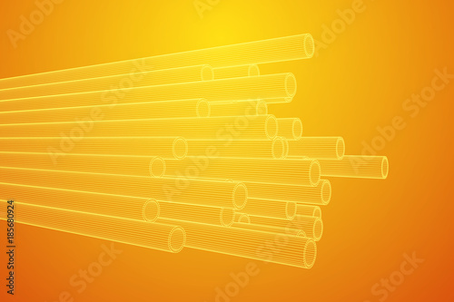 Wireframe low poly mesh construction metallurgy round tubes profile vector illustration