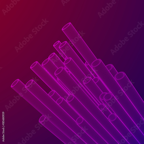 Wireframe low poly mesh construction metallurgy round tubes profile vector illustration
