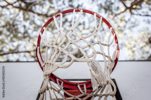 Low angle view basketball hoop
