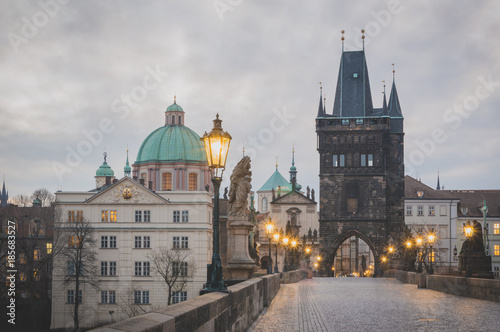 Morning on Charles Bridge Prague, Czech Republic