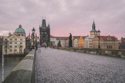 Morning on Charles Bridge Prague, Czech Republic