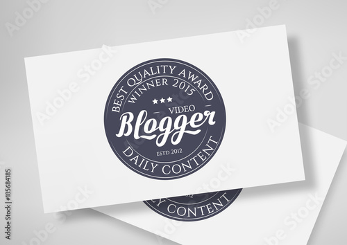Round Badge Video Blogger with Hand Drawn Lettering Isolated on Business Card Template. Black Logo Emblem Vector Illustration. Can be used for Logotype, Branding.