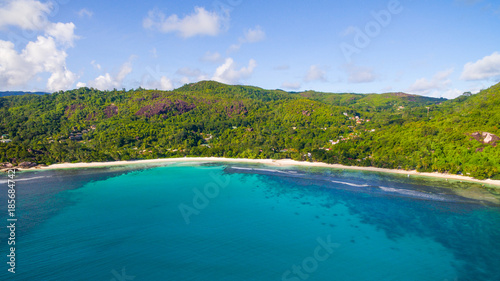 Aerial view  Coastline of Mah   Island  Seychelles