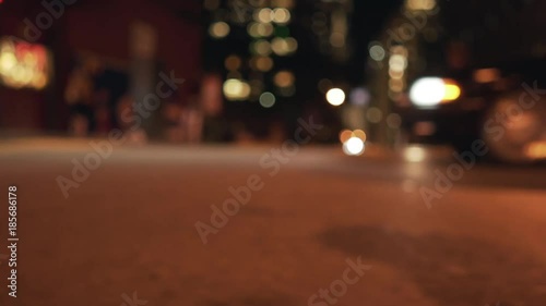 gimbal shot of evening street of San Francisco