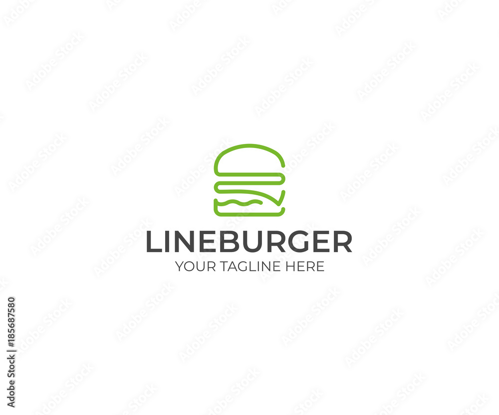 Line Burger Logo Template. Hamburger Vector Design. Fast Food Illustration Line Burger Logo Template. Hamburger Vector Design. Fast Food Illustration