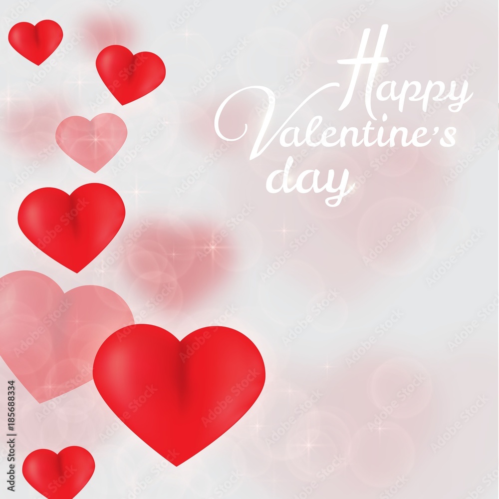 Valentine`s Day Card With Hearts