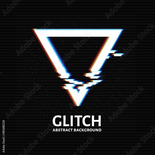 Glitched Triangle Frame Design. Distorted Glitch Style Modern Background.