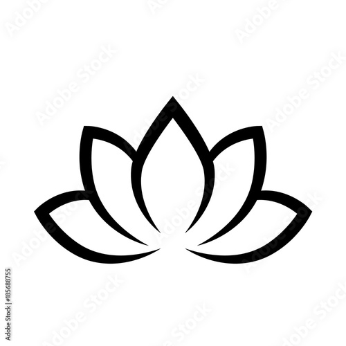 Black calligraphic lotus blossom. Yoga symbol. Simple flat vector illustration.