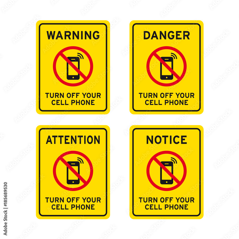 No cell phone or mobile allowed sign set No cell phone or mobile allowed sign set