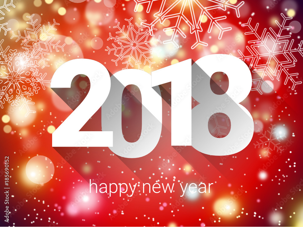 2018 - happy new year - snowflake - bokeh