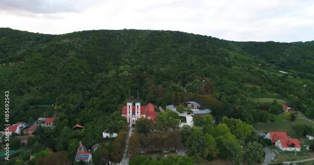 Aerial view of Huge church in Mariagyud, Hungary Aerial view of Huge church in Mariagyud, Hungary