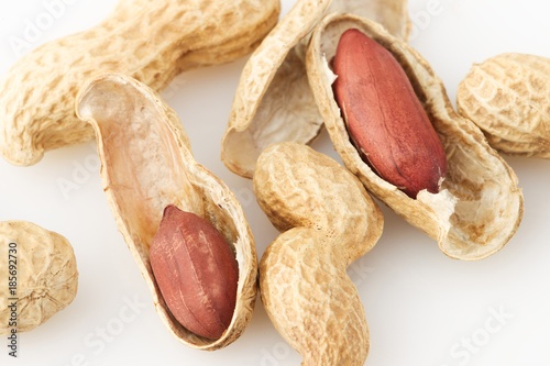 Peanut nut on white background