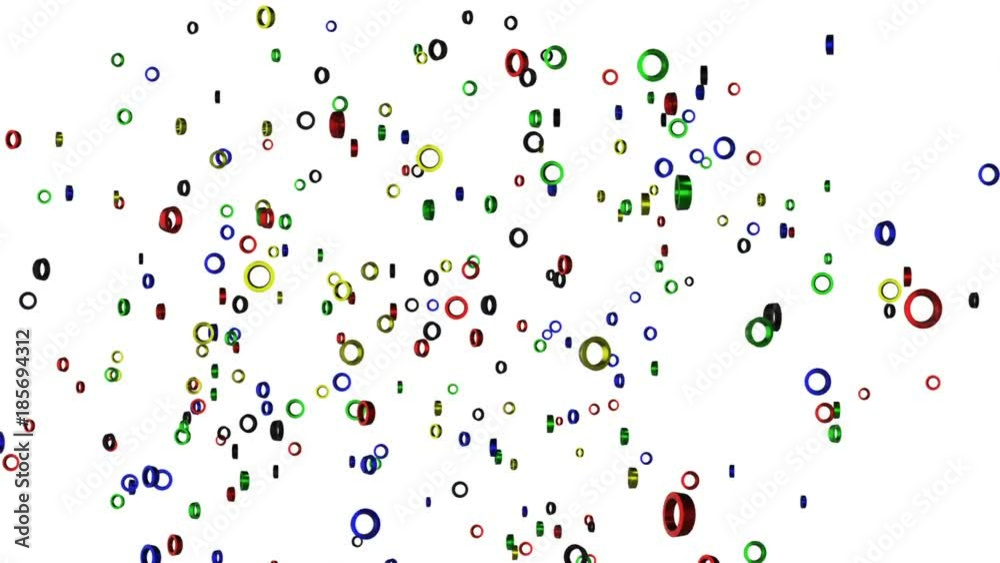 a hurricane of colored three-dimensional rings of rings. sporty background. seamless loop. a hurricane of colored three-dimensional rings of rings. sporty background. seamless loop.