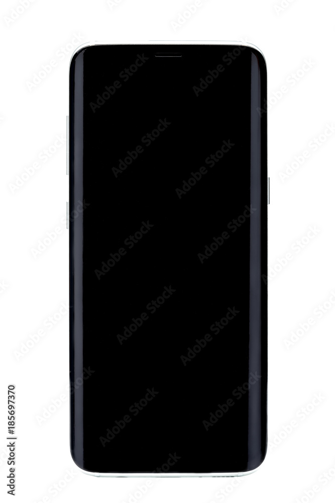 Smartphone with rounded edges front view, isolated on white. Smartphone with rounded edges front view, isolated on white.