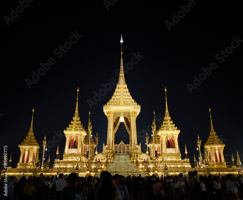 Bangkok  Thailand - December 22  2017   The Royal Crematorium for King Bhumibol Adulyadej at Sanam Luang prepared to be used as The royal funeral Cremation Ceremony Bangkok Thailand Pra May Ru Maat