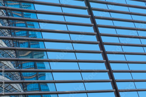 Close-Up of Modern Office Buildings in city of China.