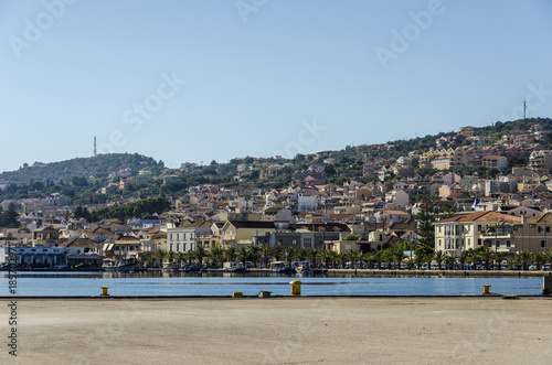 panoramic view of the port and city of lixouri on the island of cephalonia photo