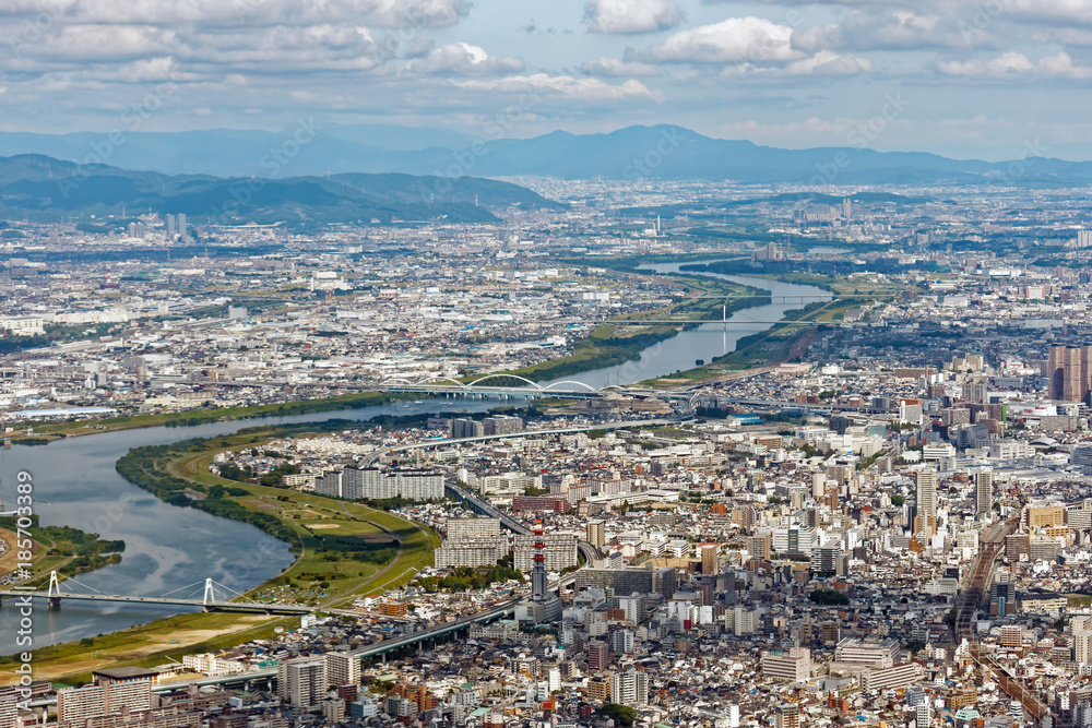 Fototapeta premium 大阪平野 空撮俯瞰