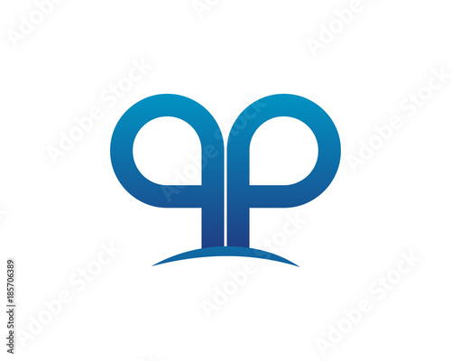 pp letter curve logo icon template photo