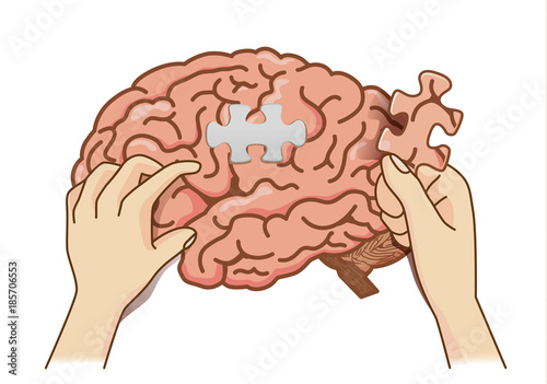 Hand paste the last piece of to jigsaw in blank channel to complete the brain puzzle.
train